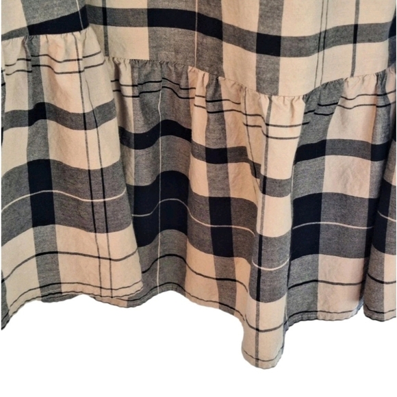 2X AVA & VIV Cotton Blend Plaid Babydoll Tiered Midi Dress with Side Pockets - Picture 4 of 5